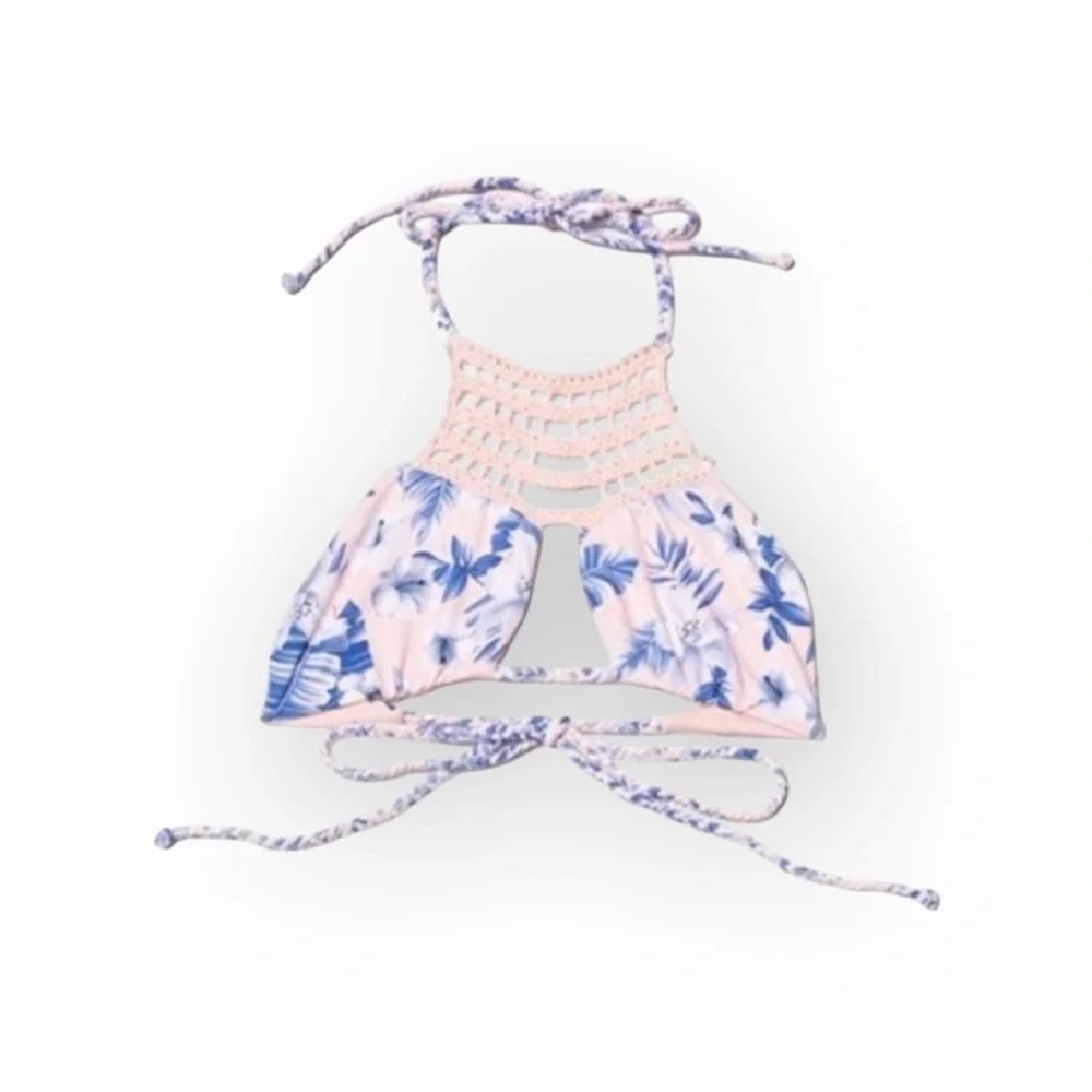 new Frankie’s Bikinis ☀︎︎ Mimi Marina Crochet Bikini Set☀︎ ︎Hawaiian Blush Print